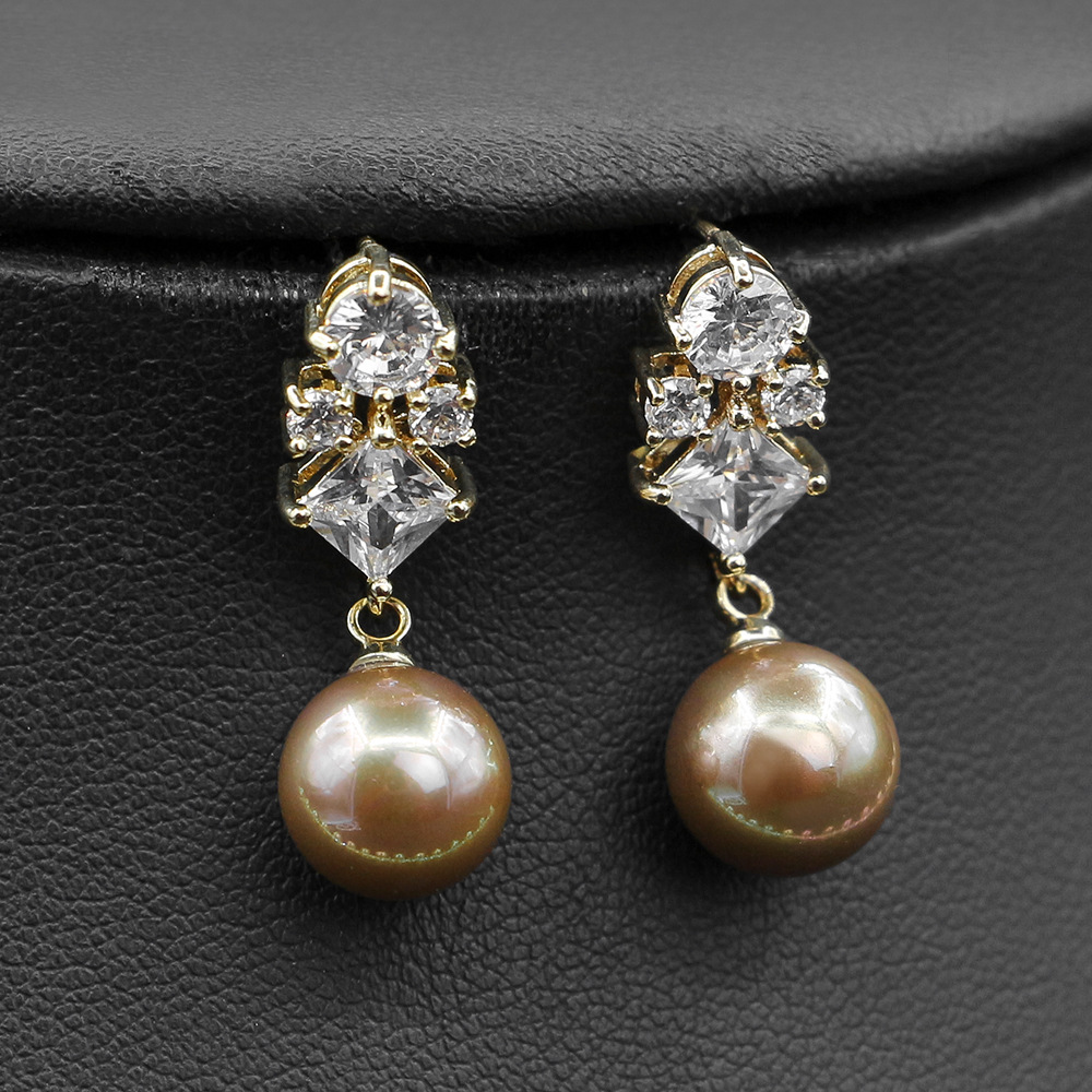 vintage pearl bridal jewelry set | luxury zircon necklace & tassel earrings 12