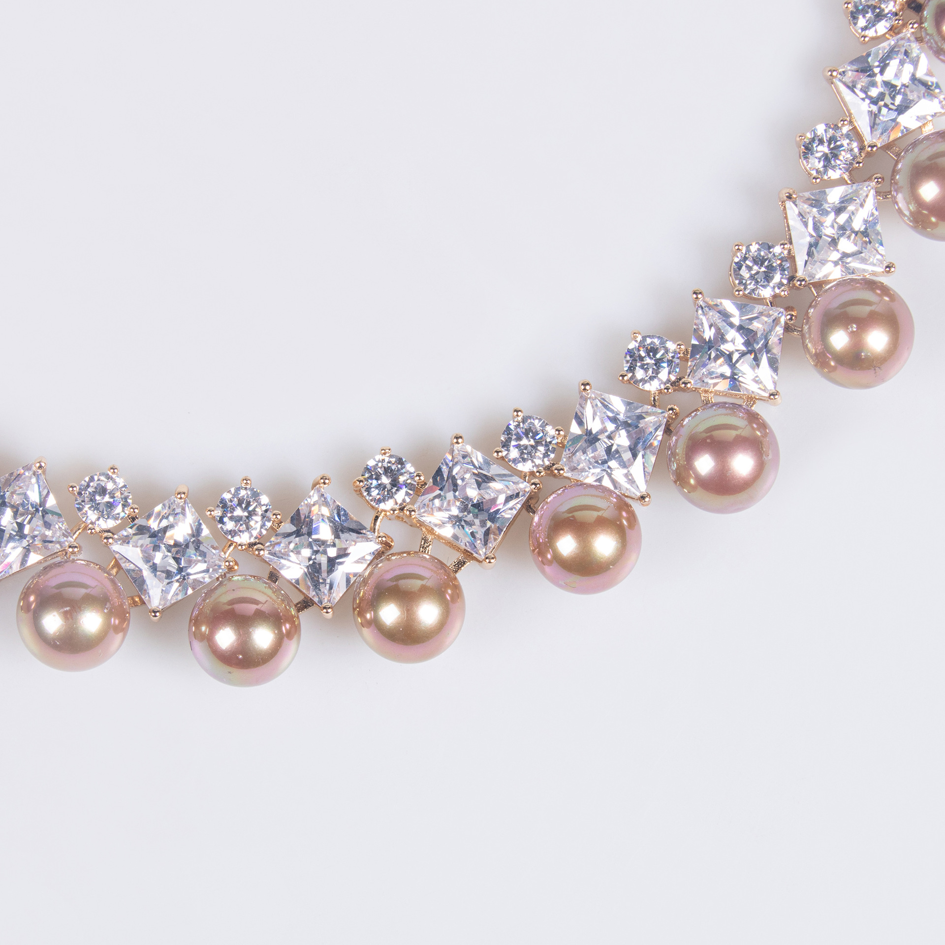 vintage pearl bridal jewelry set | luxury zircon necklace & tassel earrings 4