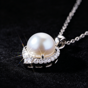 pearl diamond bridal pendant necklace