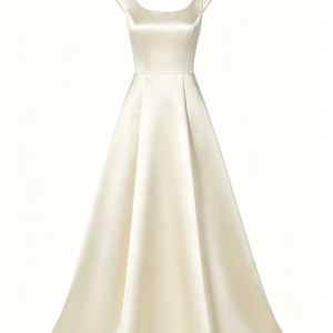 simple satin a line wedding dress