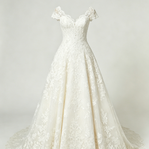 lace applique a line wedding dress