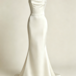 minimalist satin wedding dress